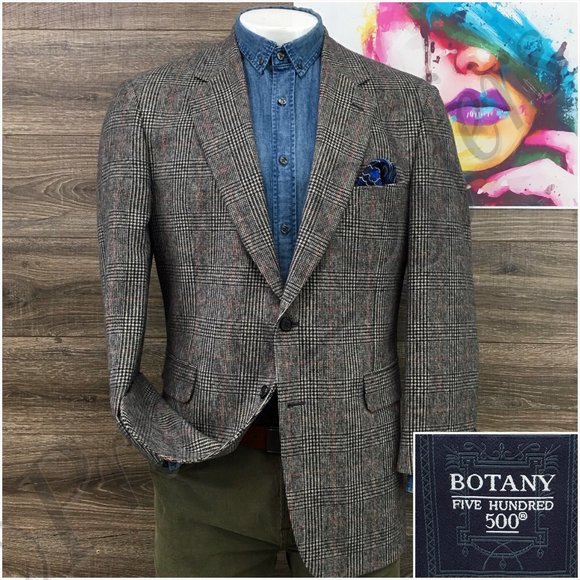 Vintage Botany 500 Mens Blazer Sport Coat Casual Jacket Size 44R Camel Hair Suit - Picture 1 of 13